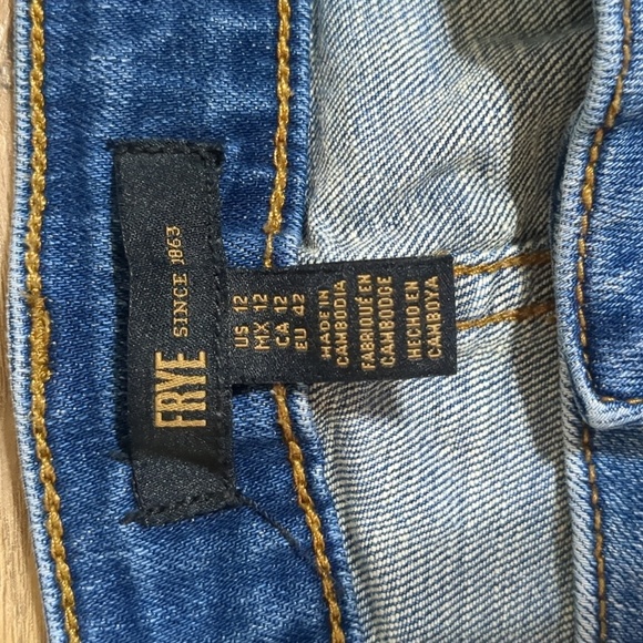 FRYE women's medium wash blue denim mid-rise skinny jeans SZ 12 - Picture 3 of 9